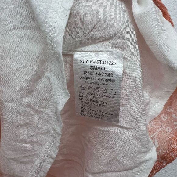 Eden in Love Women's Tank Top Size‎ Small Orange Floral Spaghetti Strap - Picture 4 of 6